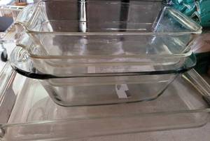 lot 814 image: LOT OF 4 GLASS BAKING DISHES AS SHOWN.
