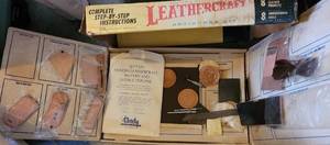 lot 857 image: VINTAGE LEATHER CRAFT KIT IN ORIGINAL BOX AS SHOWN.