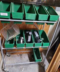 lot 862 image: METAL CART WITH BASKETS ON WHEELS PLUS CONTENTS AS SHOWN.
