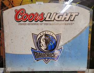 lot 863 image: LARGE ACRYLIC COORS LIGHT  DALLAS MAVERICKS BASKETBALL BACKBOARD ELECTRONIC ADVERTISING SIGN AS SHOWN.