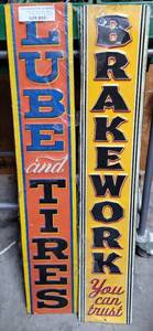 lot 894 image: LUBE AND TIRES AND BRAKEWORK YOU CAN TRUST METAL WALL ART SIGNS AS SHOWN. (YOUR BID X 2)
