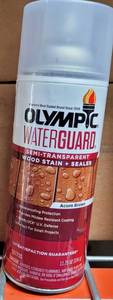 lot 929 image: LOT OF 24 NEW OLYMPIC WATERGUARD WOOD STAINSEALER CANS IN BOX AS SHOWN. (YOUR BID X 24)