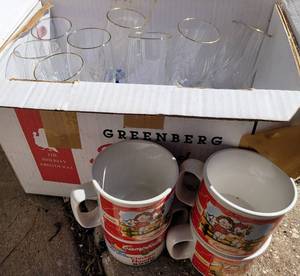 lot 973 image: WINE GOBLETS AND CAMPBELLS SOUP CUPS AS SHOWN.