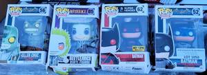 lot 1050 image: LOT OF 4 POP HEROES FIGURES IN ORIGINAL BOXES AS SHOWN INCLUDING BATMAN, EARTH 2 BATMAN, BEETLEJUICE, AND KILLER CROC. (YOUR BID X 4)