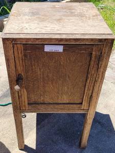 lot 1069 image: VINTAGE RUSTIC NIGHT STAND IN STYLE, COLOR, AND CONDITION SHOWN.