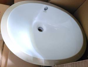 lot 157 image: LUXE BATHWORKS 16.75 OVAL UNDERCOUNTER BASIN MODEL BLXS-LA68N IN BOX AS SHOWN. MATCHES LOT #155.