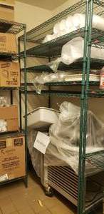 lot 44 image: 1 Large and 1 Medium Metro Antimicrobial Metal Shelving Racks CONTENTS NOT INCLUDED