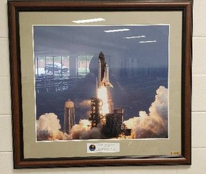 lot 86 image: Framed Spaceshuttle Discovery Mission STS-120 Launch Photo Courtesy of Lockheed Martin