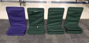 lot 48 image: Lot of 4 Folding Portable Chairs (3 green, 1 purple)