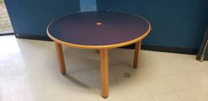 lot 99 image: Wood & Blue Laminate 48 Round Table