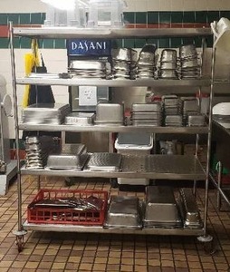 lot 52 image: 5 Shelf Rolling Metal Shelving 60 x 72  CONTENTS NOT INCLUDED