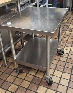 lot 62 image: Rolling Stainless Steel Metal Cart 24 x 32