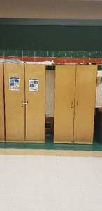 lot 79 image: Pair of JonTi Craft Wood Cabinets 35 x 72 Each (70 x 72 Total)  CONTENTS NOT INCLUDED