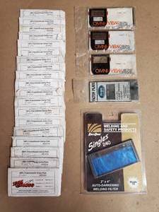 lot 37 image: Lot of 24 Welding Plates - 19 F&M Mafco Polycarbonate Saftey Plates, 3 Omni-View Filter Plates Shade 10, 1 Airgas Filter Plate Shade 10, 1 ArcOne Filter Plate Shade 10