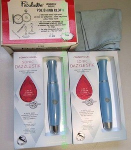 lot 34 image: Connoisseurs Sonic dazzle stick jewelry cleansing power brush and Fabulustre polishing clothes