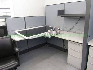 lot 40 image: Modular office cubicle system as shown (Contents not included)