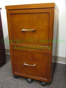 lot 49 image: Maple portable double drawer file cabinet, 24x12x20 in