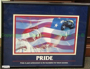 lot 81 image: Patriotic motivational statement framed print, 24x22 in