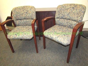 lot 86 image: Kimball International upholstered wood frame accent chairs (Bid is times the quantity)