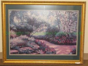 lot 92 image: Framed Garden Pathway print as shown, 36x24 in