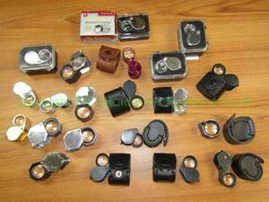 lot 154 image: Jewelers magnification loupes. Some with cases