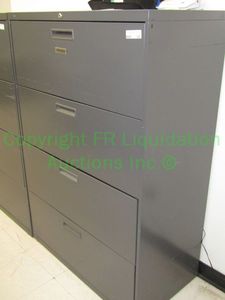 lot 160 image: HON 4-drawer lateral file cabinet, 48x36x12 in