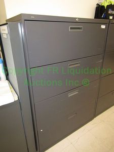 lot 161 image: HON 4-drawer lateral file cabinet, 48x36x12 in
