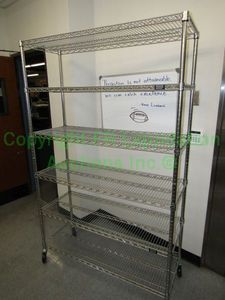 lot 168 image: Heavy duty rolling metal 6-shelf unit, 72x36x12 in