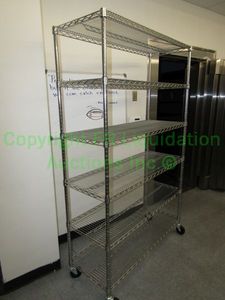 lot 169 image: Heavy duty rolling metal 6-shelf unit, 72x36x12 in