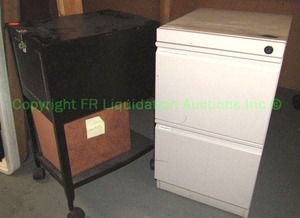 lot 194 image: Vertiflex rolling lockable file cart and under desk 2 drawer file cabinet, 24x12x12 in