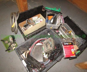lot 217 image: Hardware including T-nozzles, specialty tools, grinding gears, fittings, plumbing supplies and more as shown