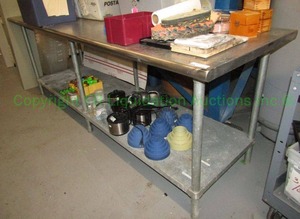lot 252 image: Stainless steel utility table with undershelf (Contents not included), 2x8x2.5 ft