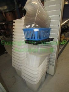 lot 256 image: Reach in and other storage bins and wall mount periodical  file holder