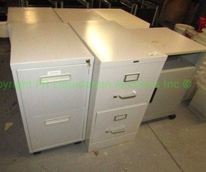 lot 257 image: (4) 2-drawer file cabinets and 2 rolling organization  printer stand units, largest 2x2x1 ft