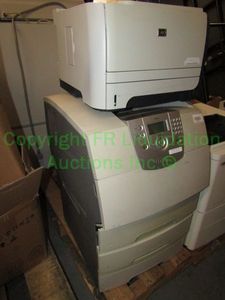 lot 394 image: Standing printer Model B018B-0801-DO and HP Printer on top