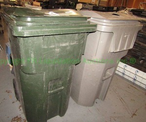 lot 352 image: (2) 55 gallon wheeled waste  recycling waste receptacles