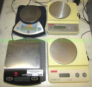 lot 328 image: OHAUS (SC4010) and other portable digital scales