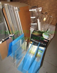 lot 320 image: Acrylic signage tent stands and assorted aluminum framed bulletin boards
