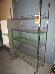 lot 304 image: Heavy duty rolling metal 5-shelf unit