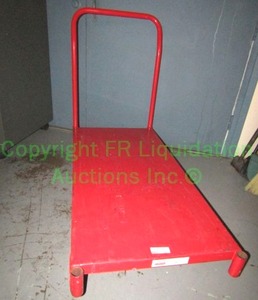 lot 296 image: Metal warehouse wheeled cart with handle, 3x4 ft