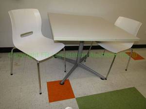 lot 722 image: Laminate top table and 2 chair set, 24x36x36 in