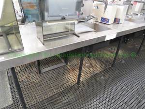 lot 482 image: Stainless steel sink unit, 24x48x84 in. Buyer to remove. Please bring assistance (Steam unit not included)