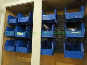 lot 488 image: Wall mount metal base with reach in organization bins Buyer to remove