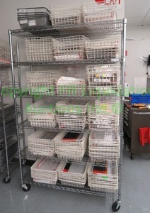 lot 490 image: Metro bakers utility storage rack w metal organizer baskets