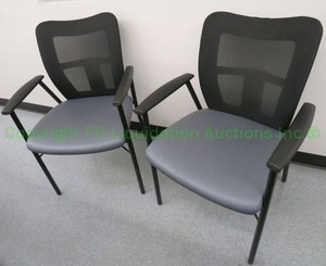 lot 498 image: National Furniture MIX-IT guest arm reception chairs w mesh back upholstered seat Model N15RR (Bid is times the quantity)