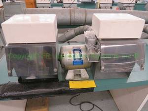 lot 523 image: Baldor 14-hp lighted polishing lathe station (mounted to bench, buyer must remove)