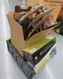 lot 583 image: Office clipboards generous quantity and Docupocket file folders