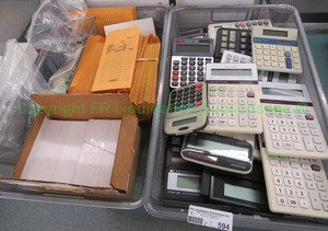 lot 594 image: Assorted calculators and office supplies