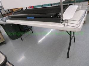 lot 614 image: Lifetime plastic top metal folding leg table, 30x72x24 in