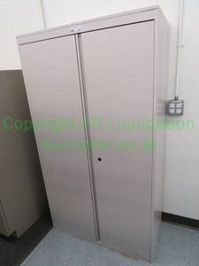 lot 653 image: Metal double door utility storage cabinet (No key)
